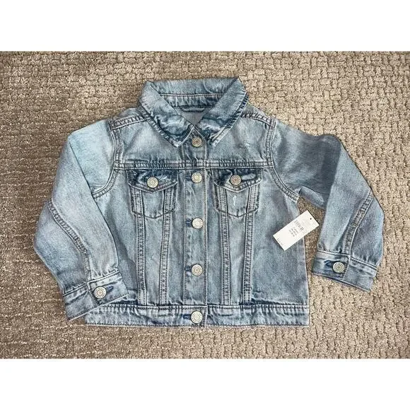 Baby Gap Distressed Denim Jean Jacket 3 Years 3T NWT - Picture 2 of 4